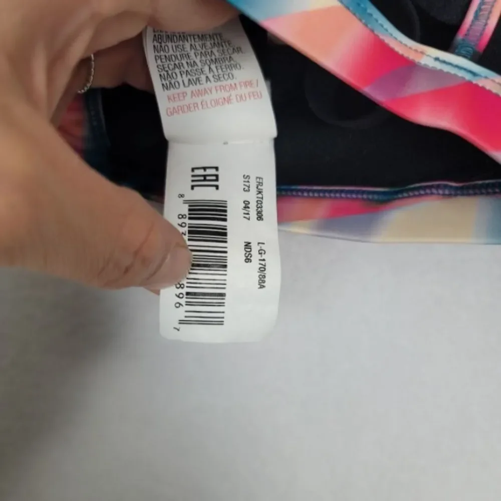 Roxy Large Swim Bra Racerback Colorful Botanical print Swimsuit Beach Bikini top